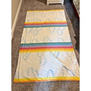 Vtg 80s Rainbow & Clouds Flat Sheet & Pillowcase Pacific Pride Retro Full/Double